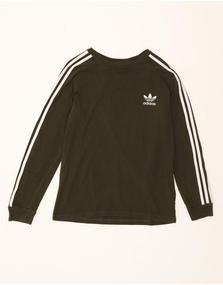 ADIDAS Girls Top Long Sleeve 12-13 Years Khaki Cotton Vintage Adidas and Second-Hand Adidas from Messina Hembry 