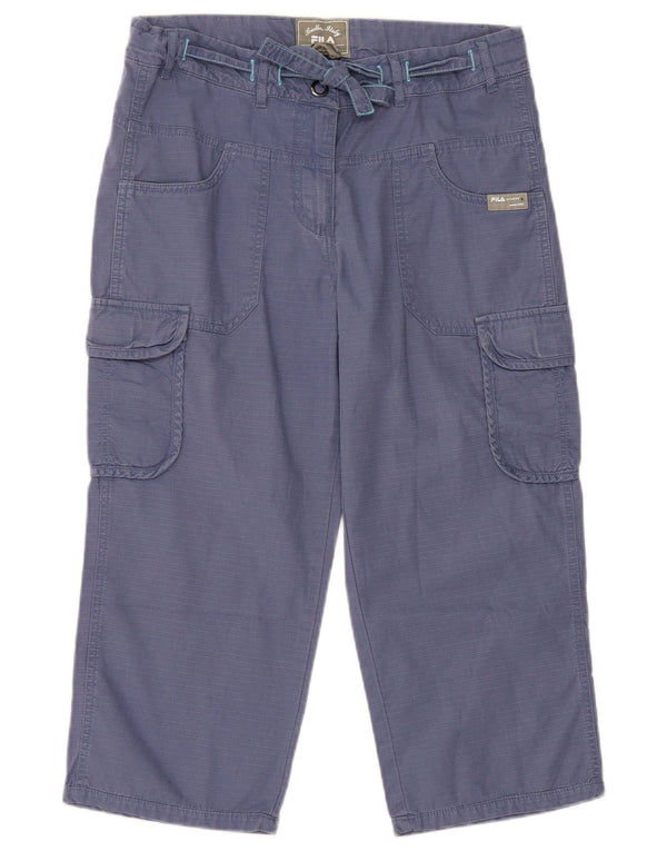 Calça feminina Fila Capri Cargo UK 12 médio W30 L20 algodão azul