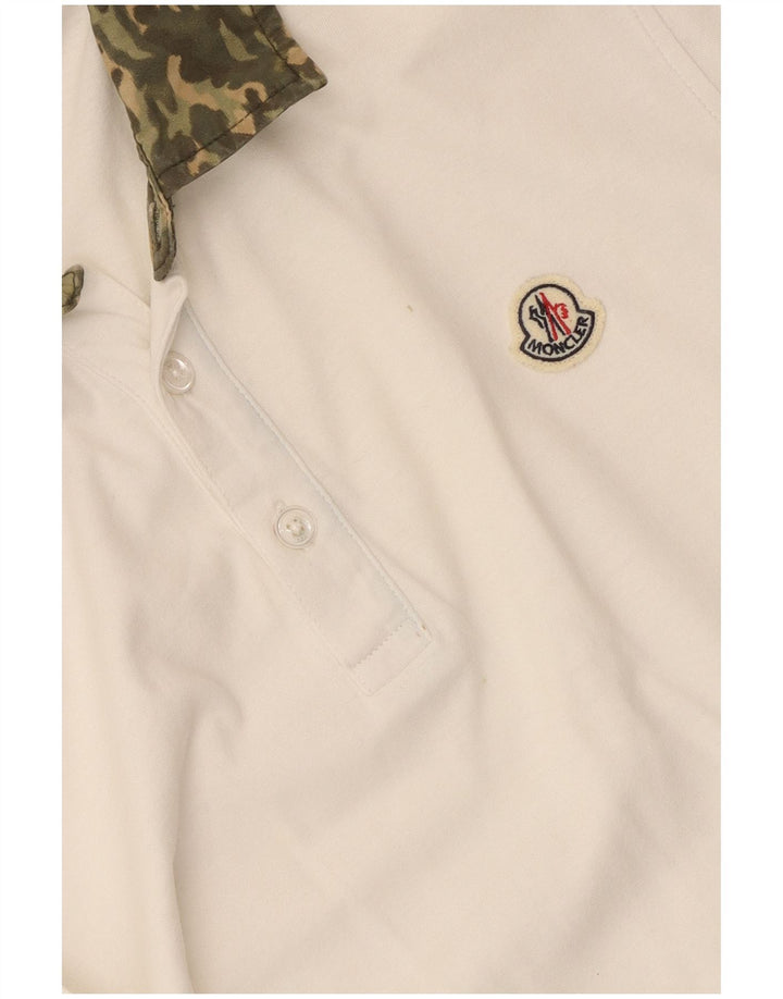 Camisa polo masculina Moncler Slim Fit média branca camuflada