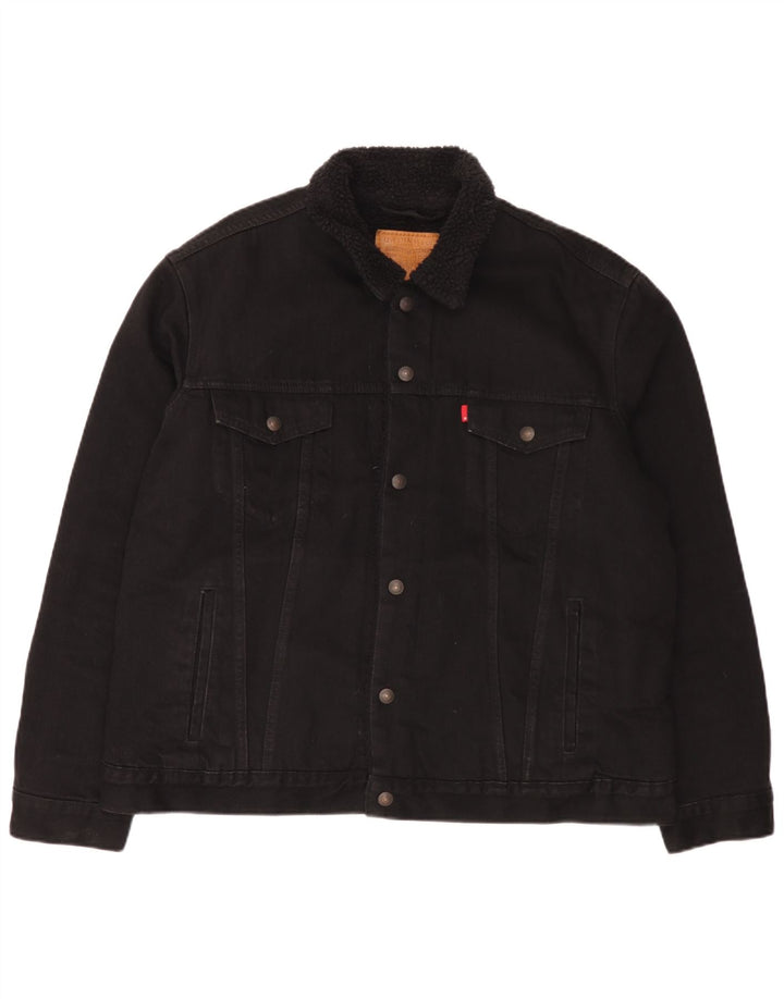 Jaqueta jeans masculina Levi's UK 42 XL algodão preto