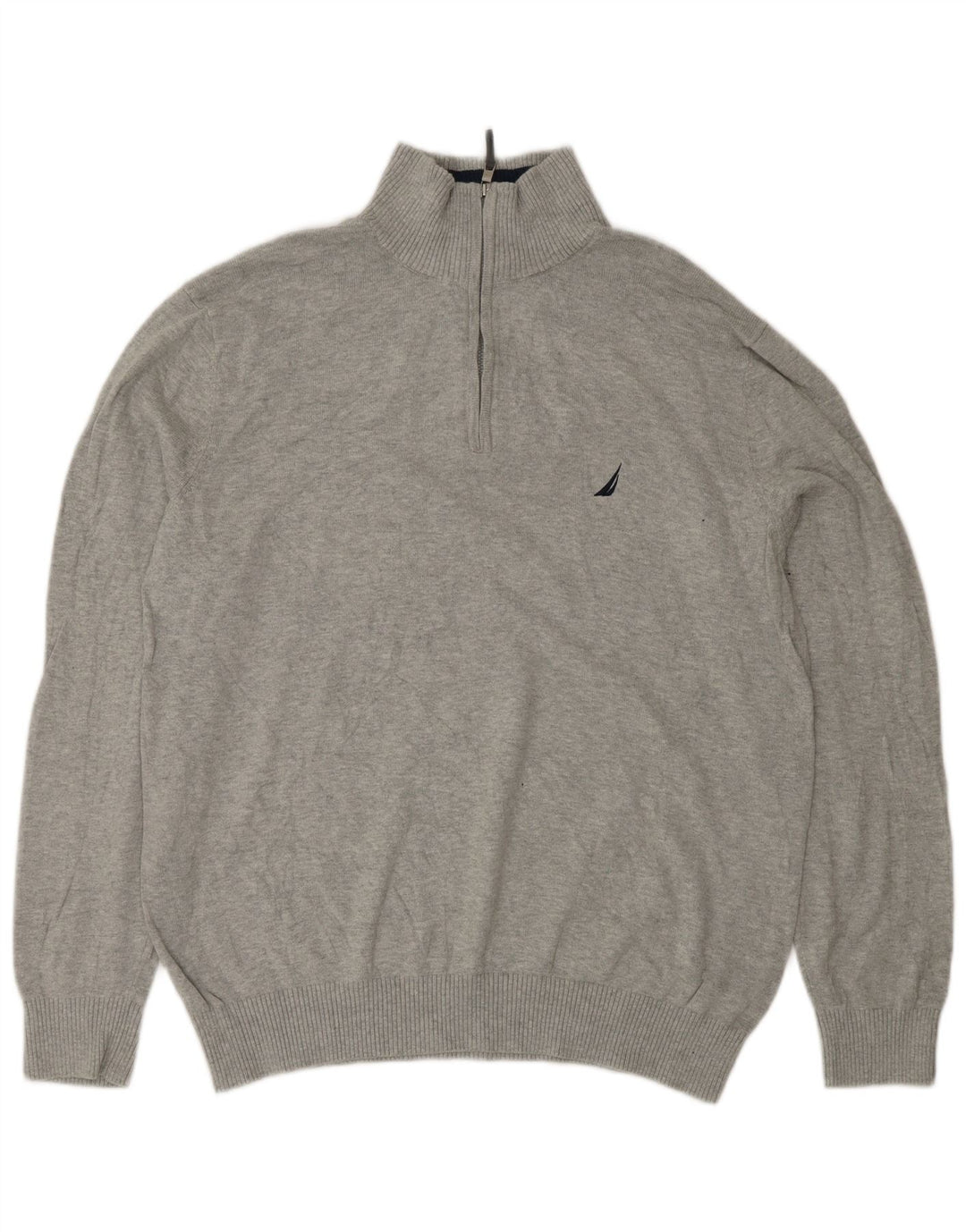 NAUTICA Mens Zip Neck Jumper Sweater Large Grey