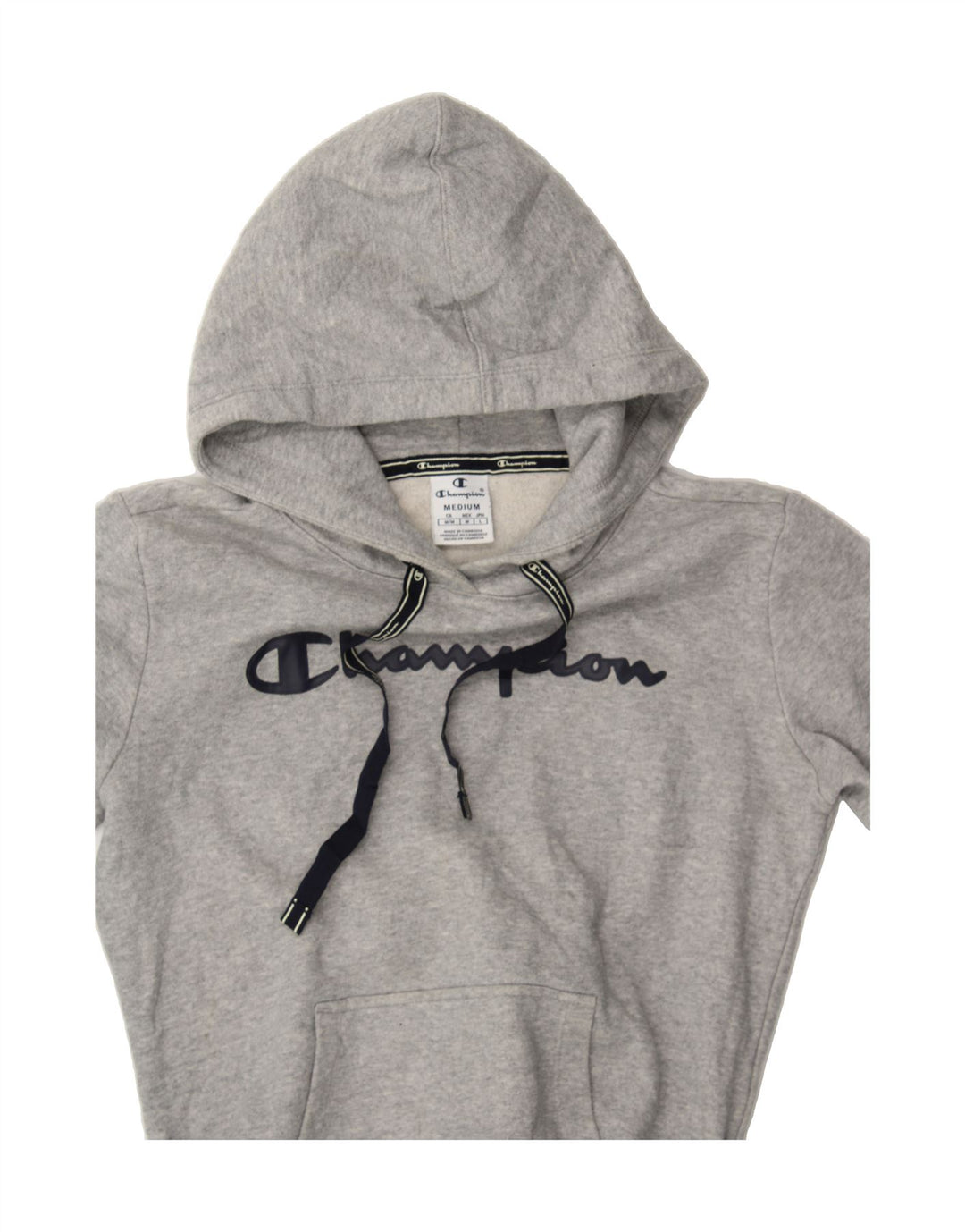 CHAMPION Womens Graphic Hoodie Jumper UK 12 Medium Grey Cotton Vintage Champion and Second-Hand Champion from Messina Hembry 
