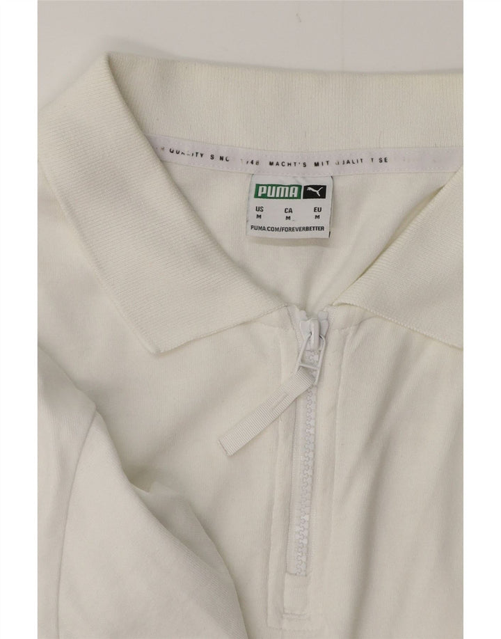 PUMA Mens Polo Shirt Medium White Cotton