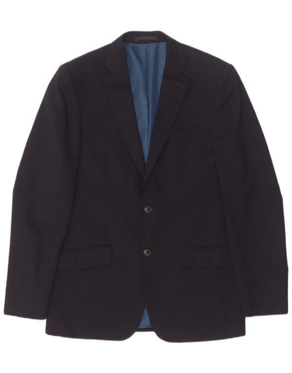 Jaqueta blazer masculina de 2 botões Marks & Spencer Reino Unido 38 lã azul marinho médio