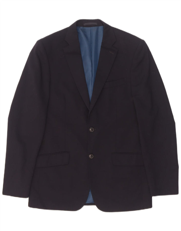 Jaqueta blazer masculina de 2 botões Marks & Spencer Reino Unido 38 lã azul marinho médio