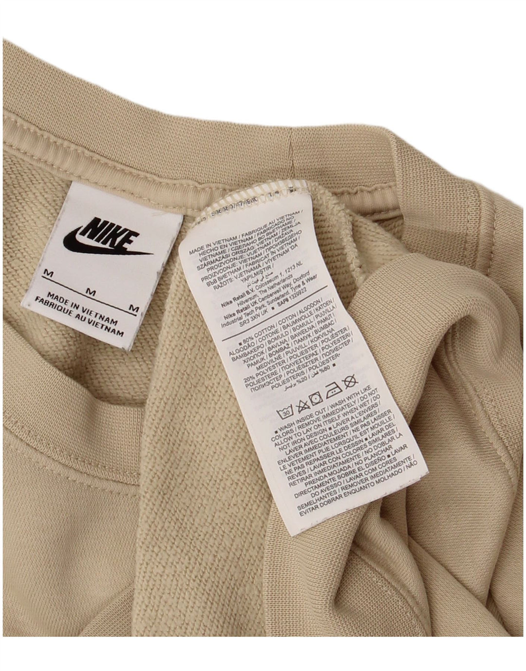 Nike feminino gráfico oversized moletom jumper UK 14 médio bege algodão