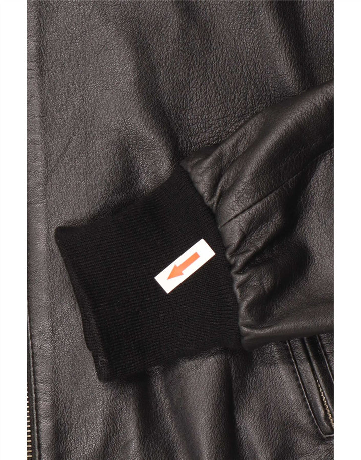 Jaqueta de couro bomber feminina vintage IT 44 médio preto