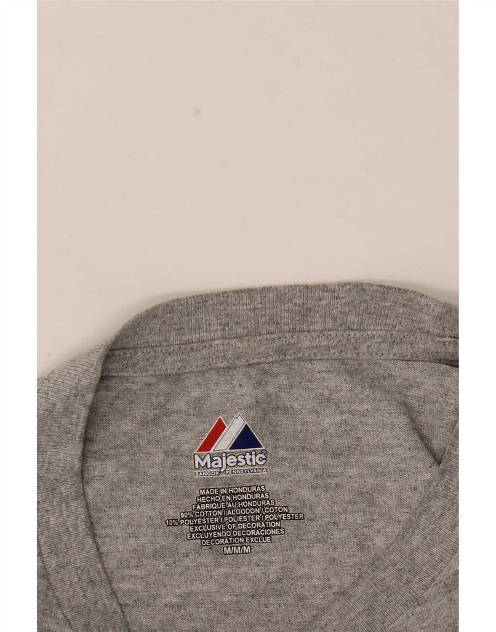Camiseta masculina Majestic Boston Red Sox com estampa gráfica cinza médio poliéster