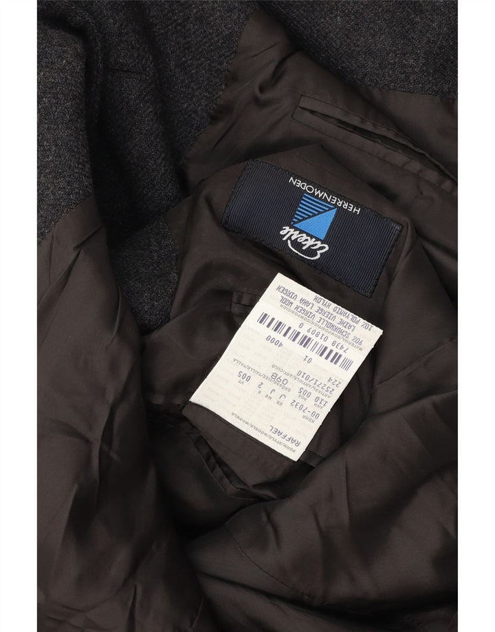 Jaqueta blazer masculina de 3 botões Hugo Boss tamanho 098 lã virgem cinza médio