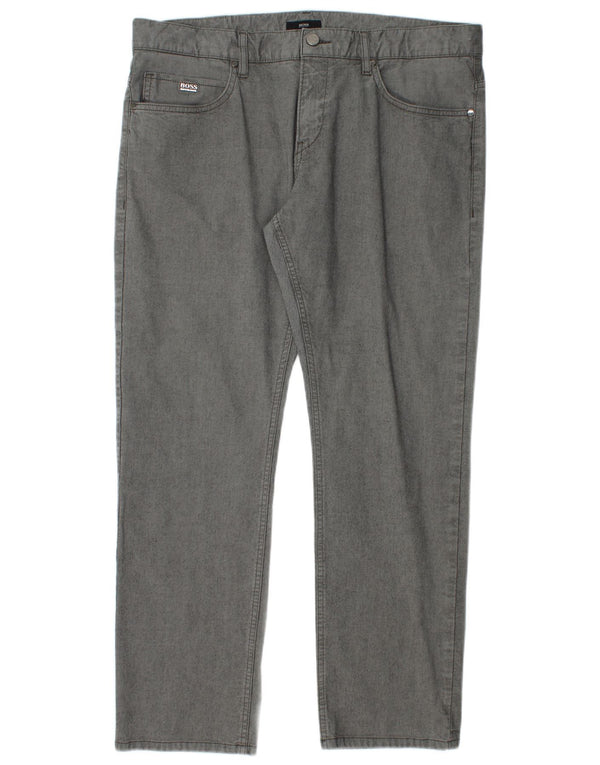 Hugo Boss Mens Straight Jeans W36 L29 Grey Cotton