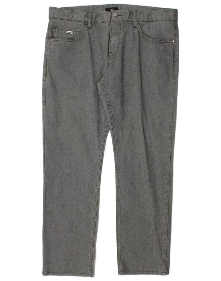 Hugo Boss Mens Straight Jeans W36 L29 Algodão Cinza
