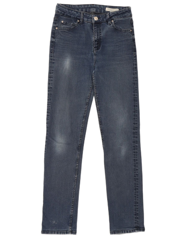 Calça jeans feminina Marks & Spencer The Sienna Straight UK 10 pequena W28 L29 azul