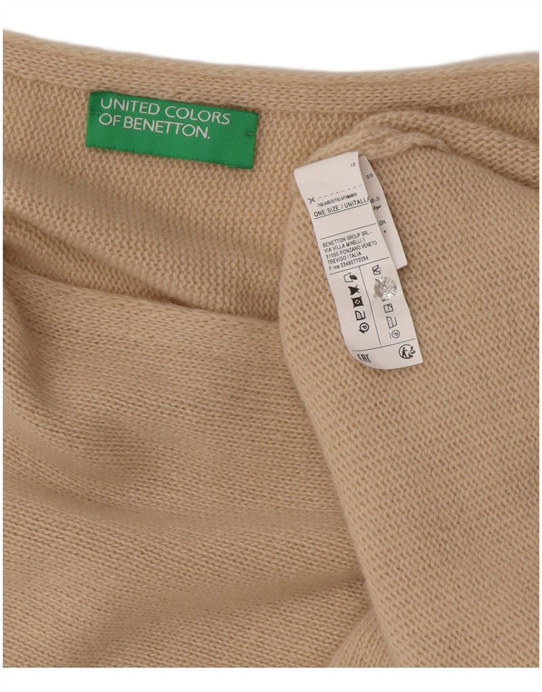 Benetton Poncho assimétrico feminino tamanho único lã bege