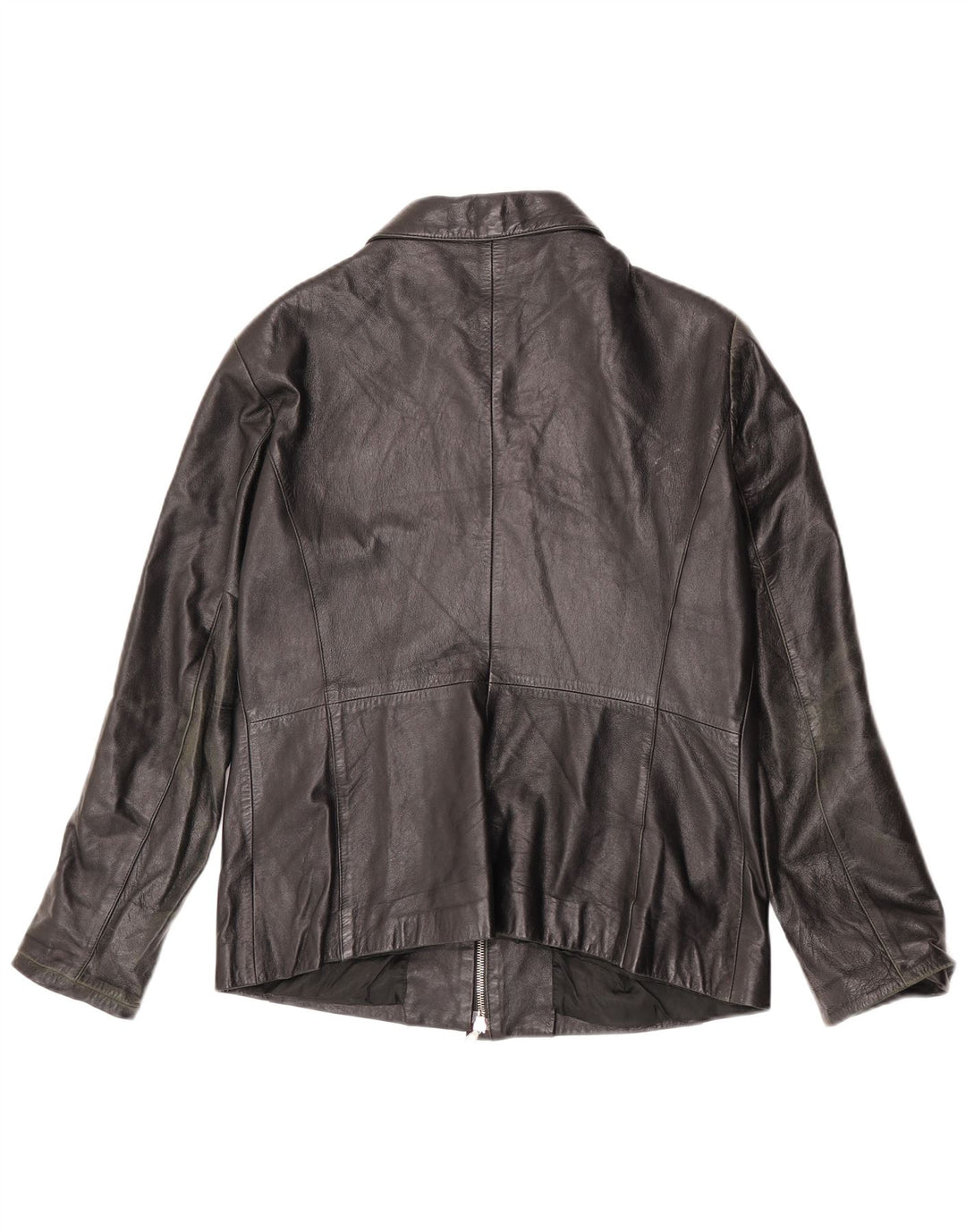 Jaqueta de couro feminina vintage IT 52 2XL couro preto