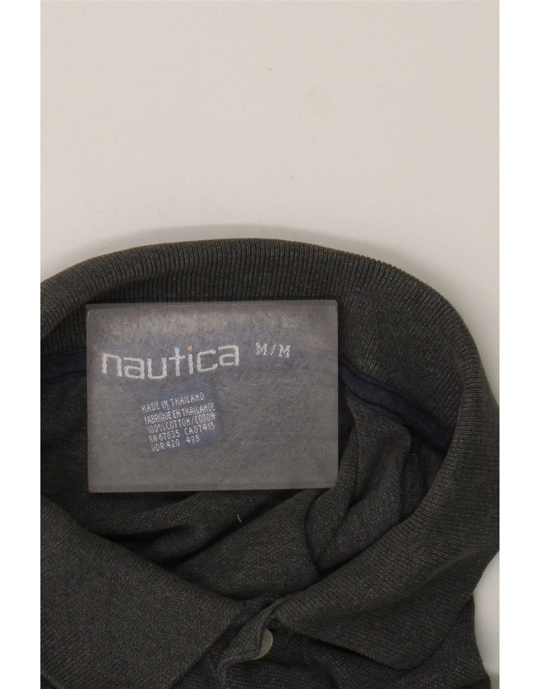 Camisa polo masculina Nautica algodão listrado cinza médio