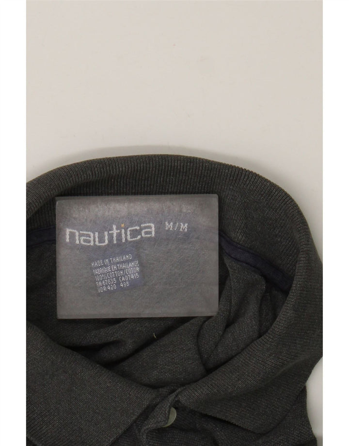Camisa polo masculina Nautica algodão listrado cinza médio