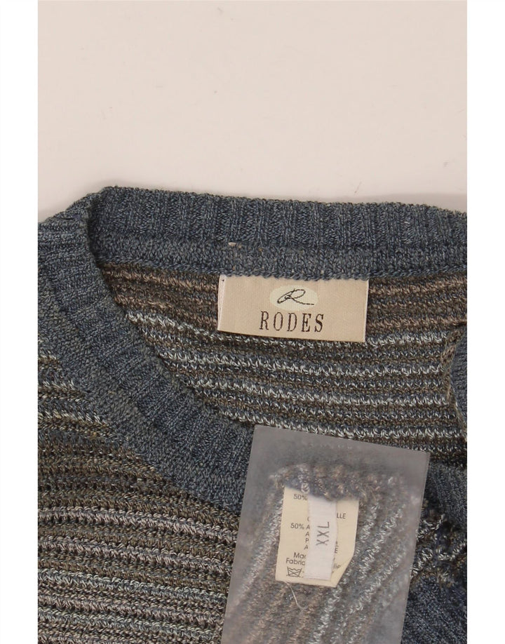 Suéter masculino RODES com gola redonda 2XL algodão listrado multicolorido