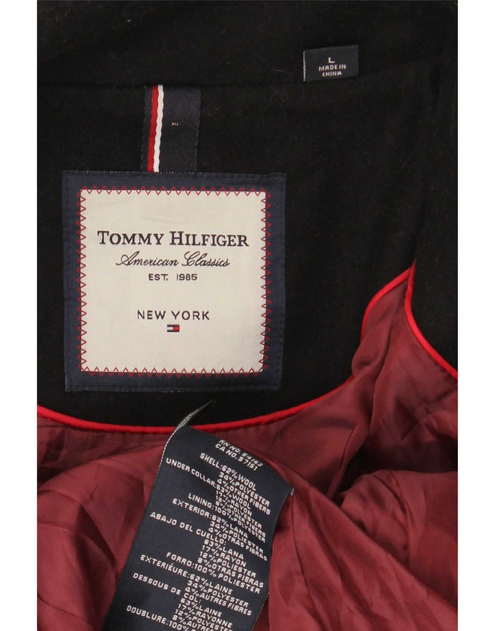 Tommy Hilfiger Pea Coat Feminino Reino Unido 16 Grande Lã Preta