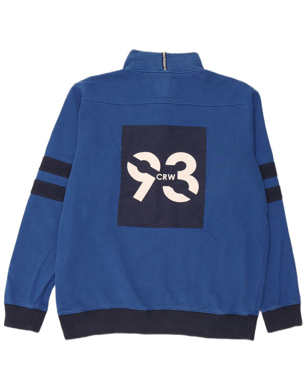 Crew Clothing Mens Gráfico Zip Neck Moletom Jumper XL Azul Colourblock