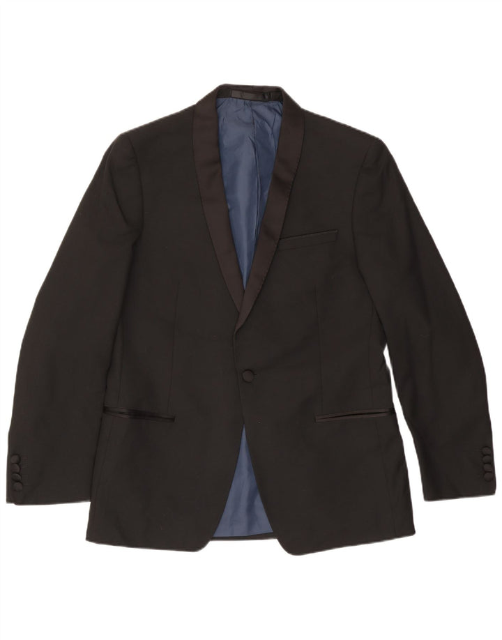 Jaqueta blazer masculina MARKS & SPENCER com 1 botão EU 50 grande poliéster preto