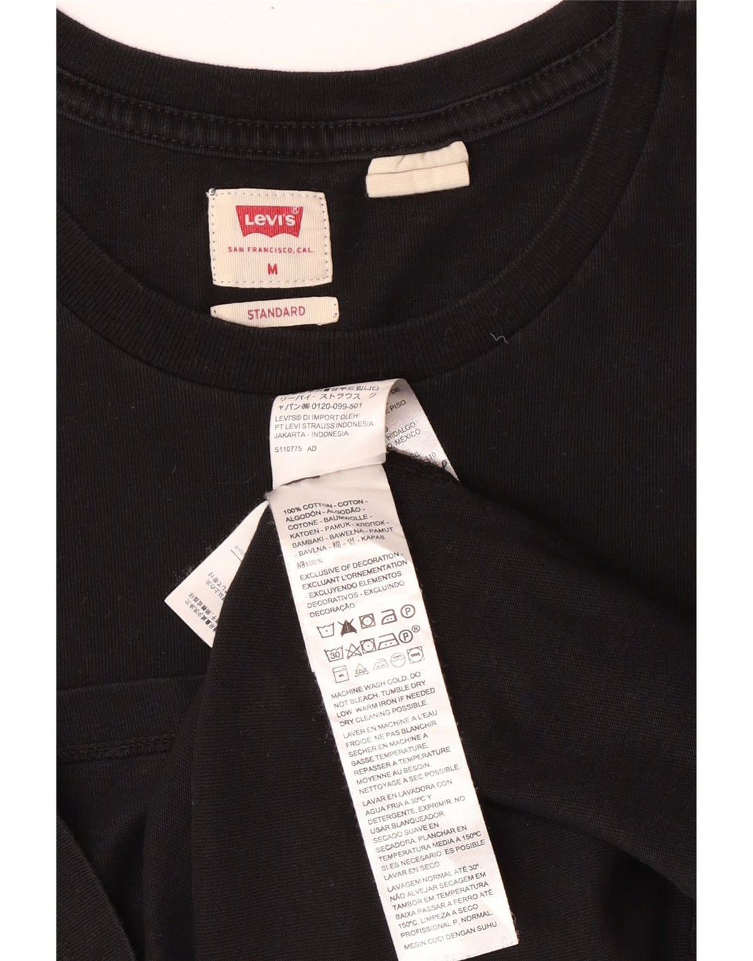 Camiseta masculina Levi's Standard Fit top médio algodão preto