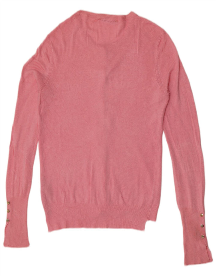 Suéter cardigã feminino Zara Reino Unido 10 pequeno viscose rosa