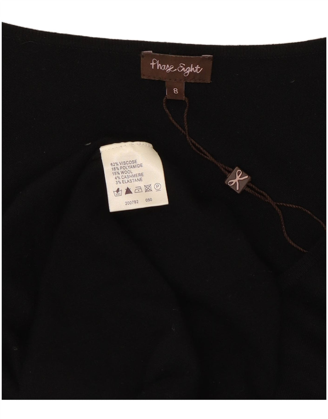 Vestido jumper feminino Phase Eight com babados na frente e manga comprida Reino Unido 8 pequeno preto