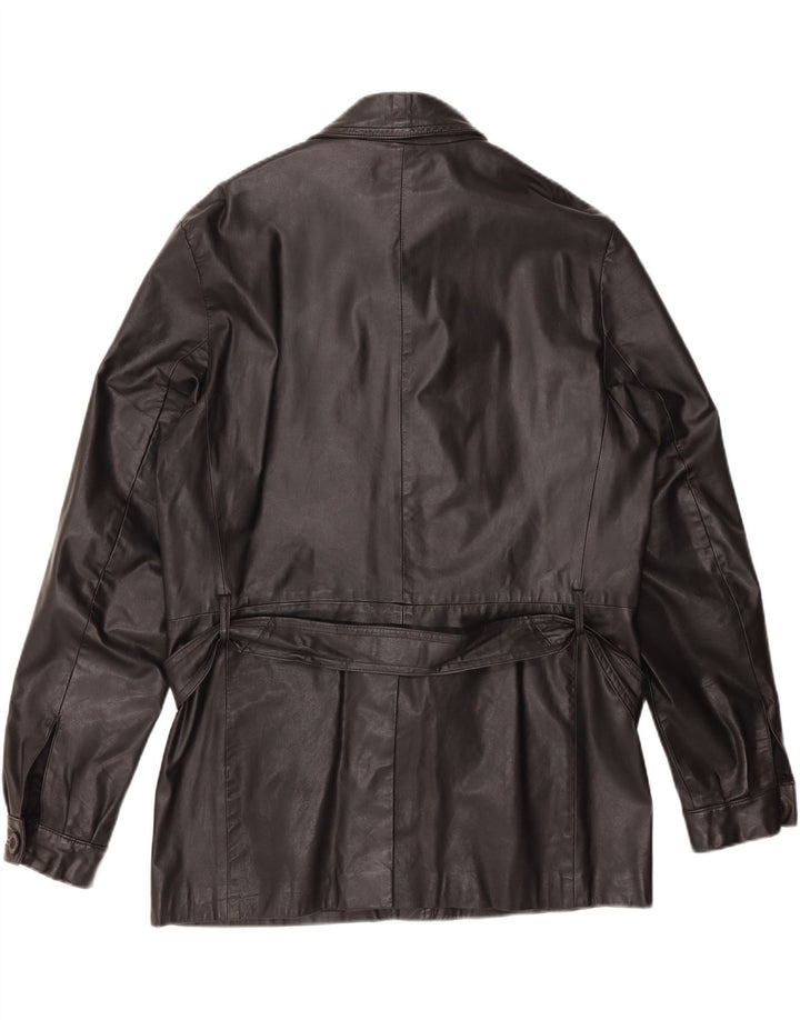 Jaqueta de couro feminina VINTAGE Reino Unido 16 grande couro preto