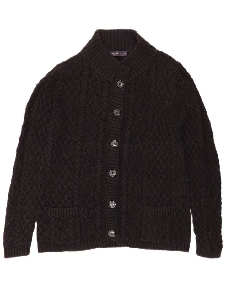 Suéter cardigã feminino Marks & Spencer Reino Unido 14 grande algodão preto
