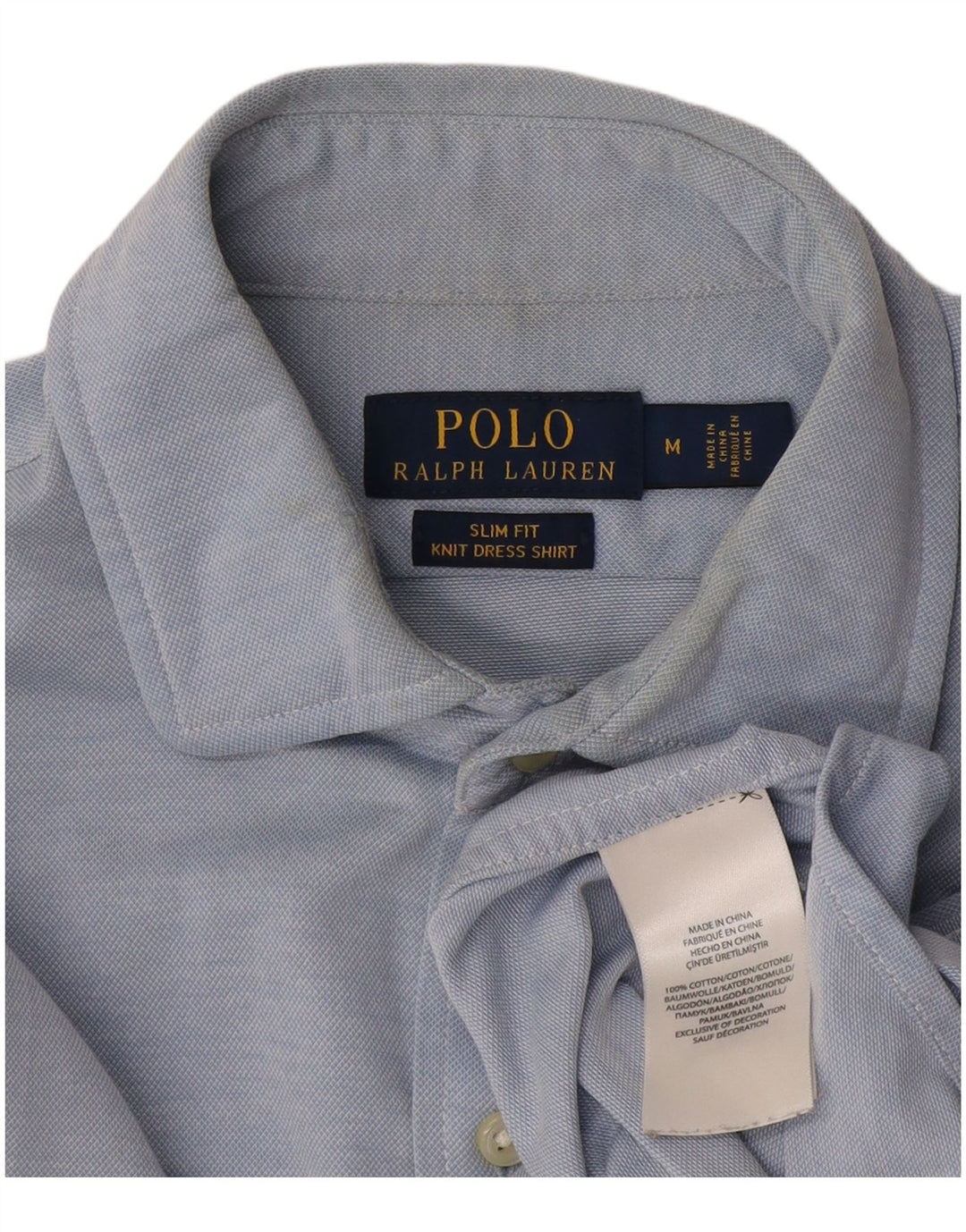 Ralph Lauren Camisa masculina slim fit de algodão azul médio