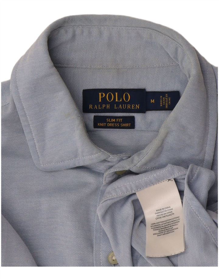 Ralph Lauren Camisa masculina slim fit de algodão azul médio