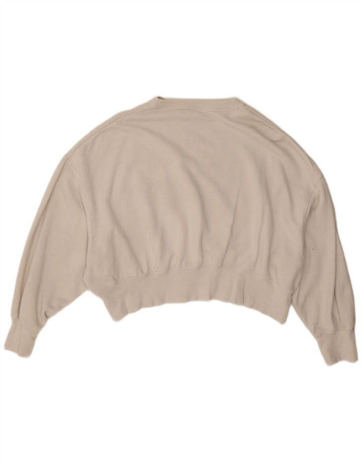 Nike Womens Crop Oversized Moletom Jumper UK 14 Médio Off White Algodão