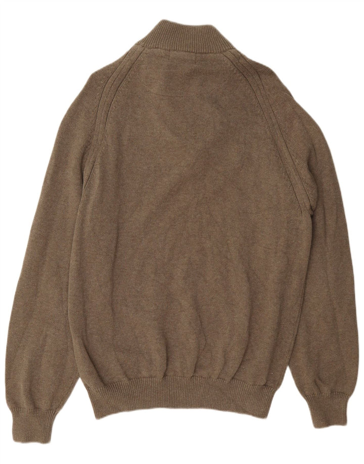 Suéter masculino Marks & Spencer com gola e botão XL de algodão marrom