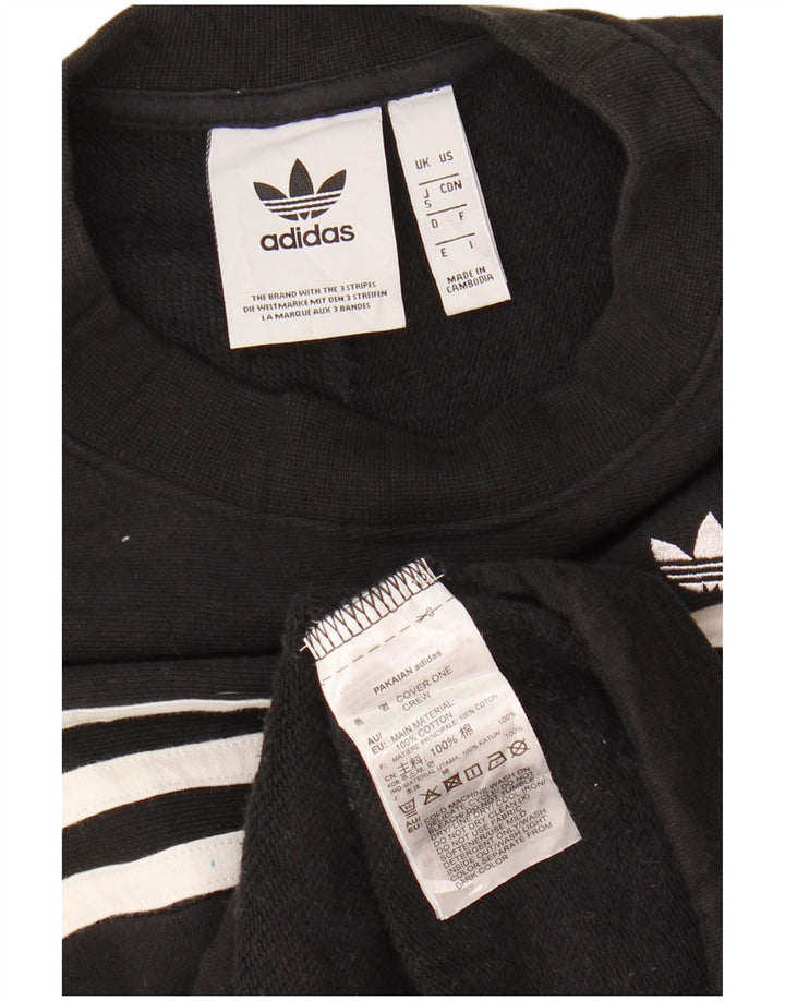 Adidas Womens Sweatshirt Jumper UK 10 Pequeno Algodão Preto