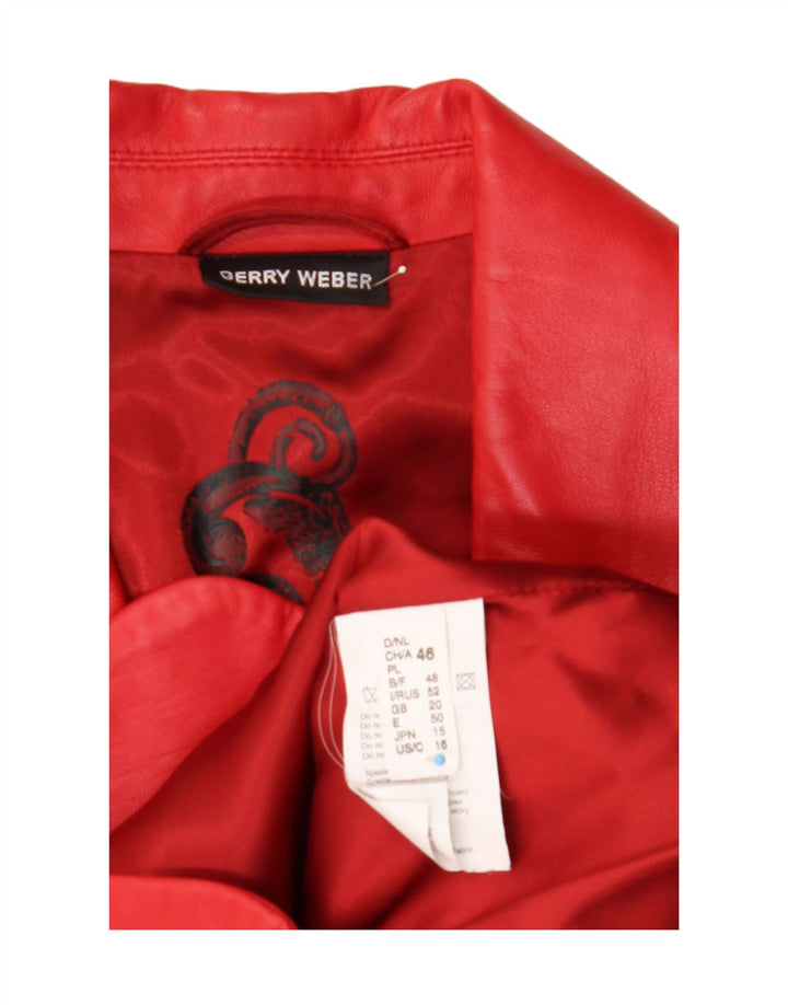 Jaqueta blazer feminina de couro com 3 botões Gerry Weber UK 20 2XL couro vermelho