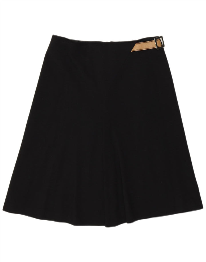 Saia feminina PAOLA ANTONINI UK 14 grande W32 lã preta