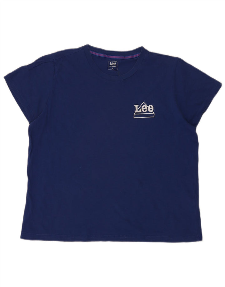 Lee Camiseta Feminina Oversized Top UK 10 Pequeno Algodão Azul