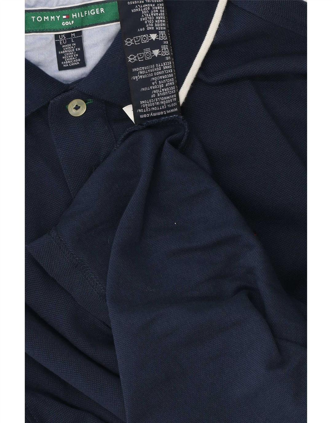 Camisa polo masculina Tommy Hilfiger médio algodão listrado azul marinho
