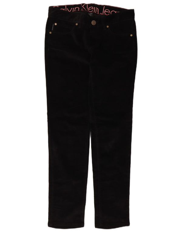 Calvin Klein Calça feminina casual skinny de veludo W31 L31 preta