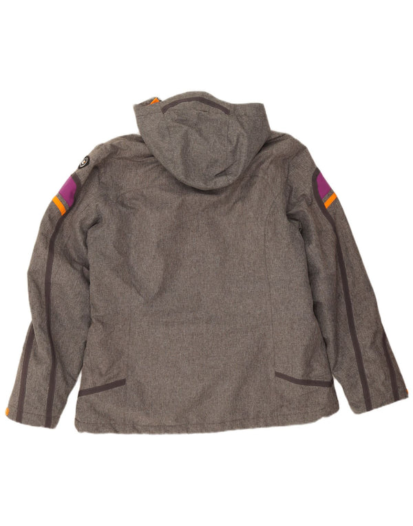 Jaqueta corta-vento feminina com capuz Killtec IT 44 cinza médio colorblock