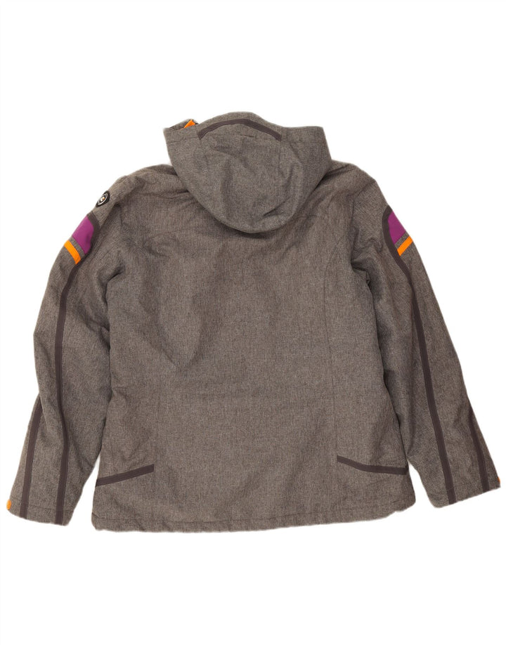 Jaqueta corta-vento feminina com capuz Killtec IT 44 cinza médio colorblock