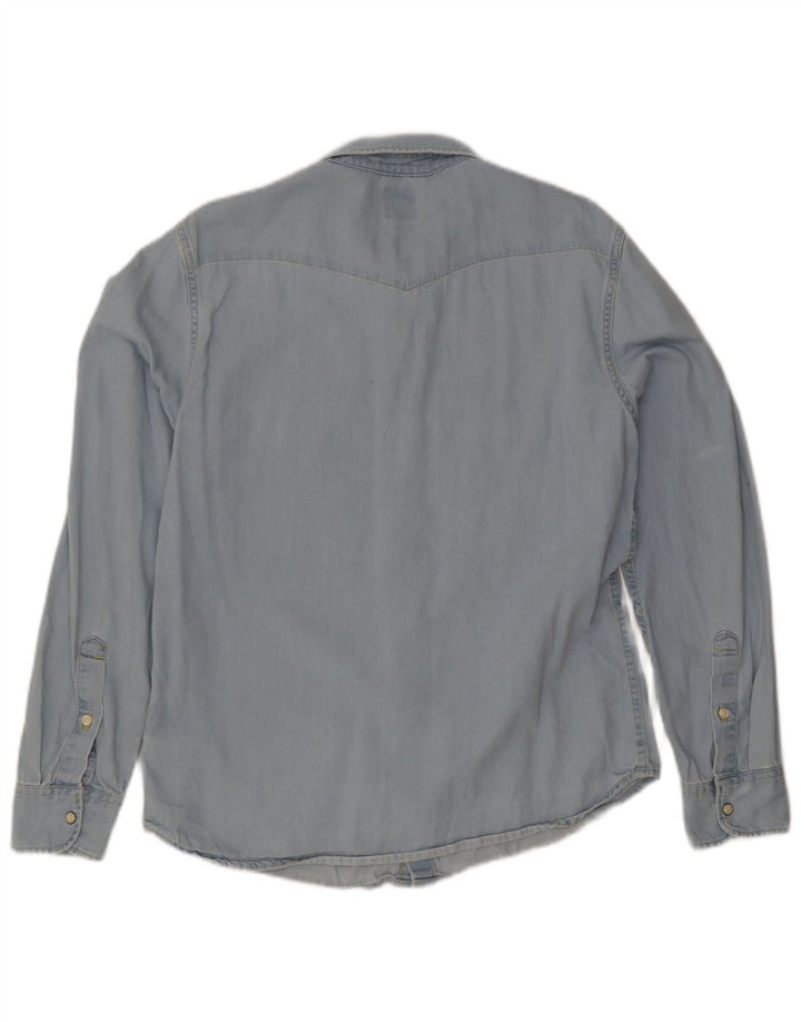 Camisa jeans feminina Lee Slim Fit grande algodão azul