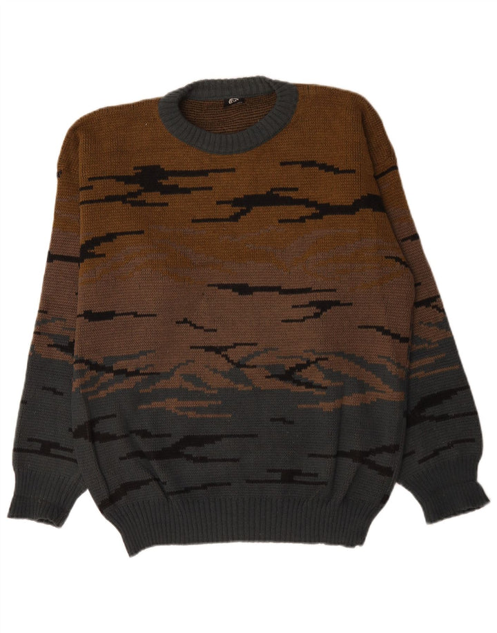 Suéter masculino C&A com gola redonda EU 48/50 bloco de cor marrom médio