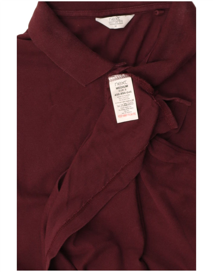 NEXT Camisa polo masculina de manga comprida com ajuste regular médio algodão Borgonha