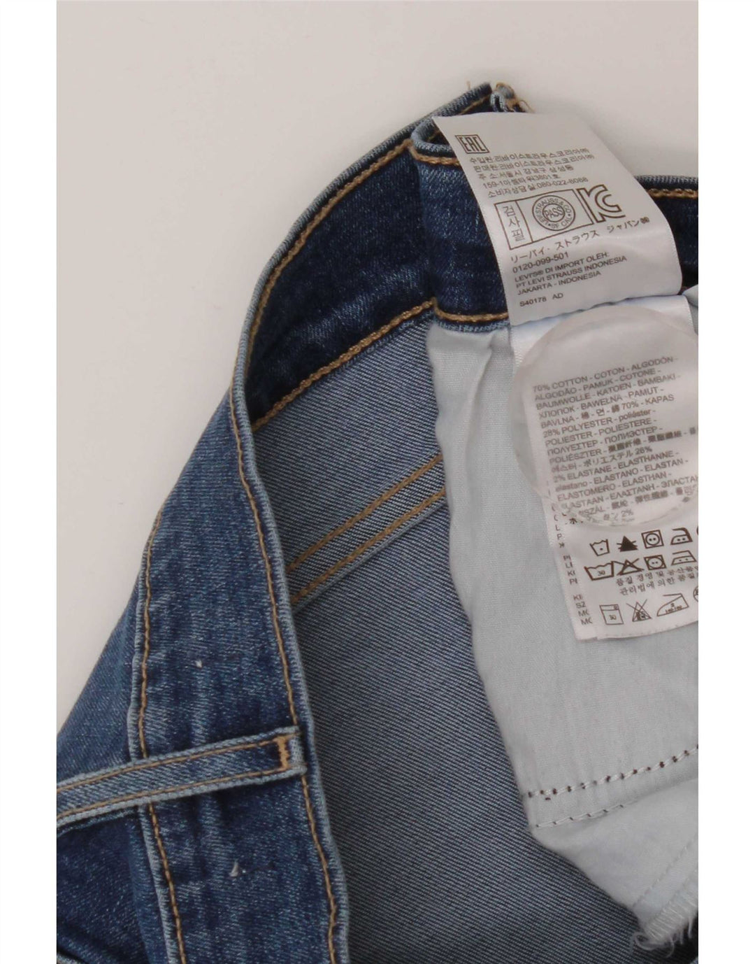 Jeans skinny feminino Levi's W32 L30 algodão azul
