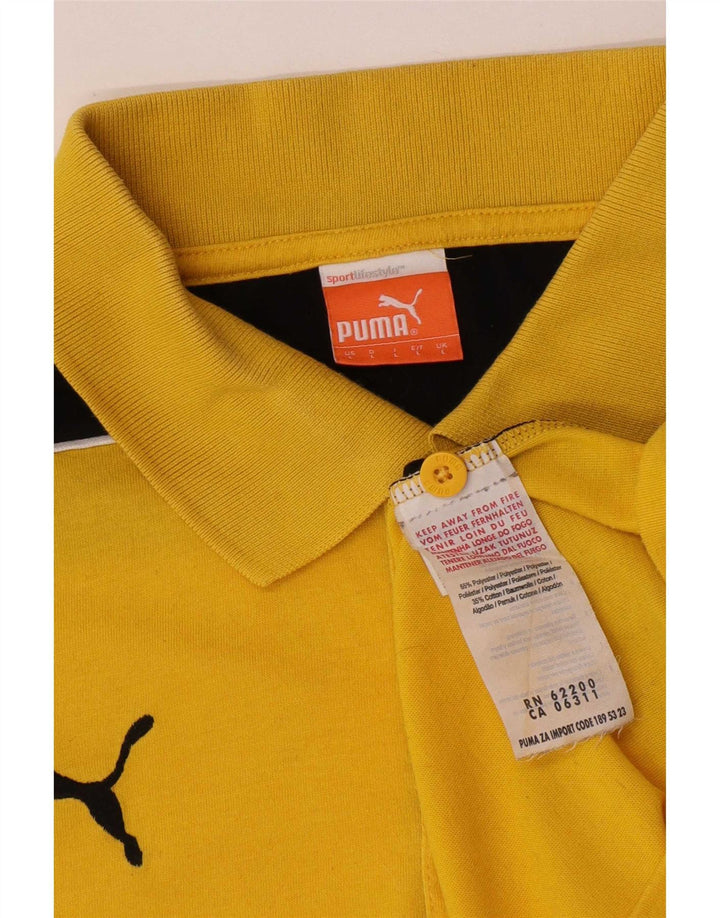 Camisa polo masculina Puma grande amarelo colorblock poliéster