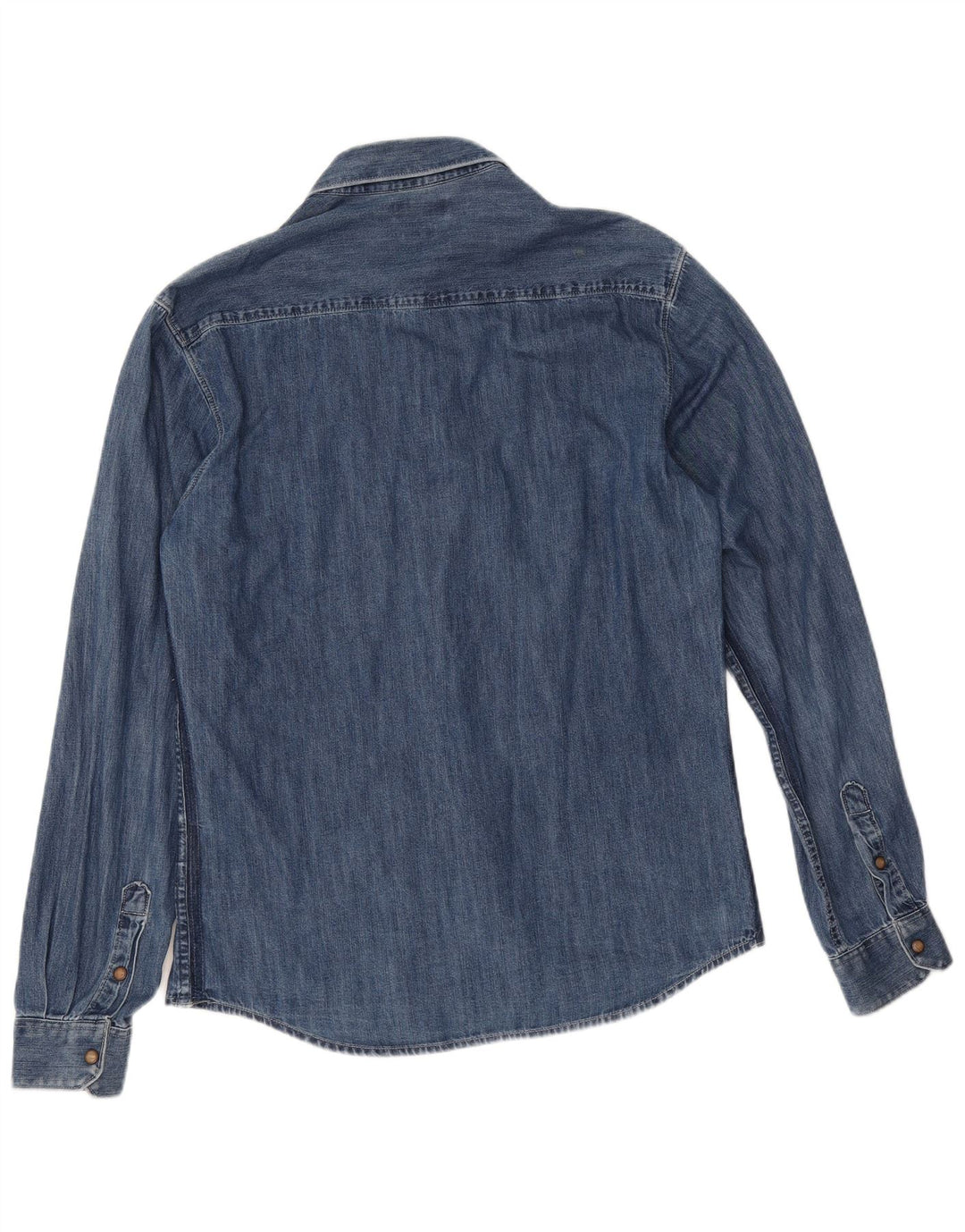 Camisa jeans masculina Zara Slim Fit grande azul geométrica