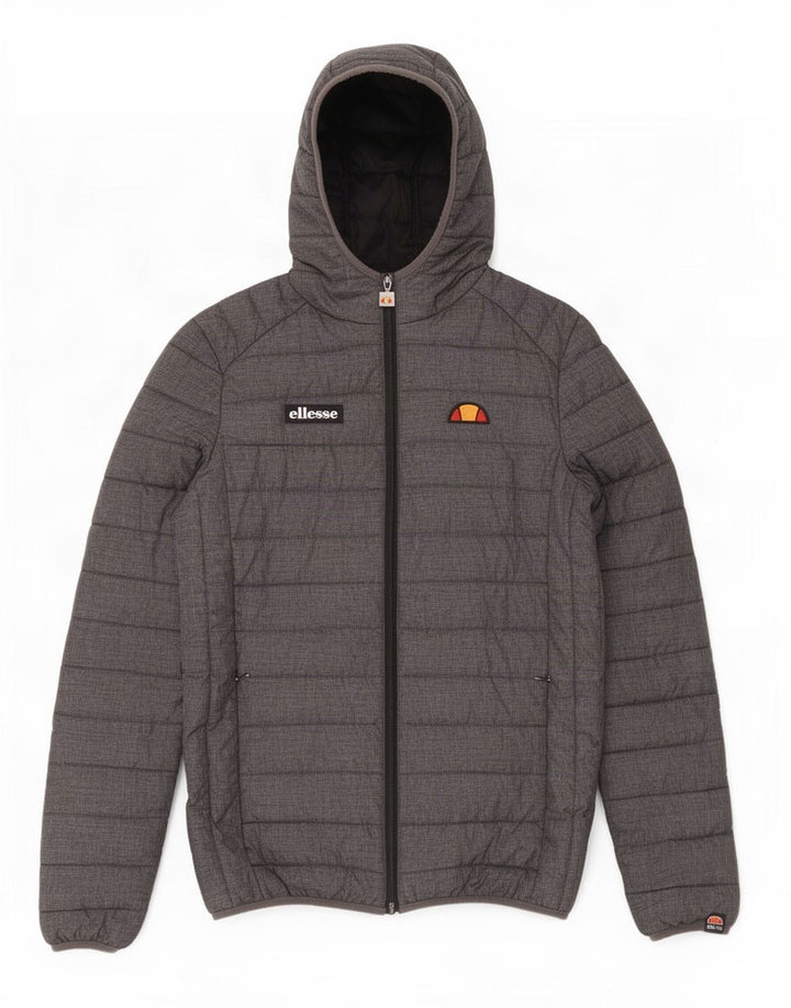Jaqueta masculina acolchoada com capuz Ellesse UK 34 XS cinza nylon