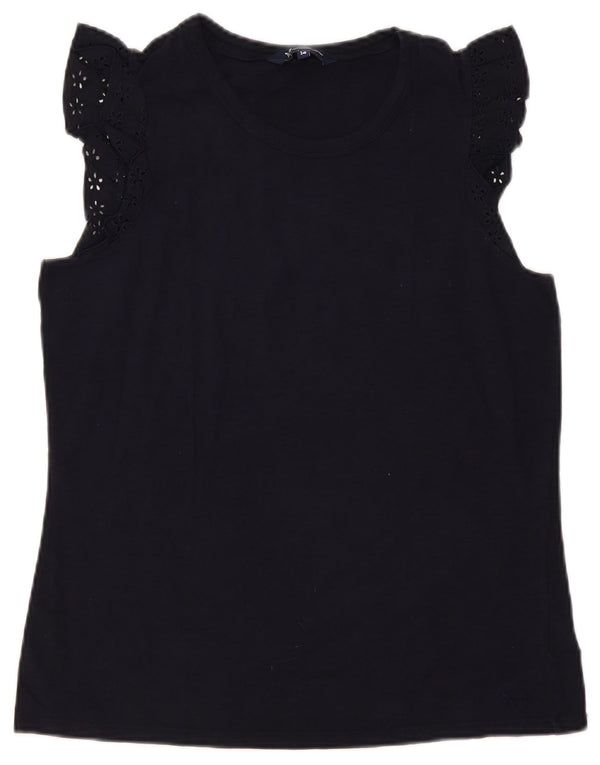 Blusa feminina Crew Clothing Top UK 14 Médio Azul Marinho Floral