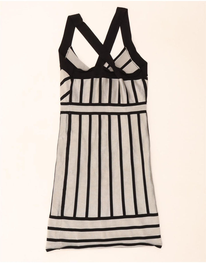 Vestido bodycon feminino French Connection UK 12 listrado branco médio